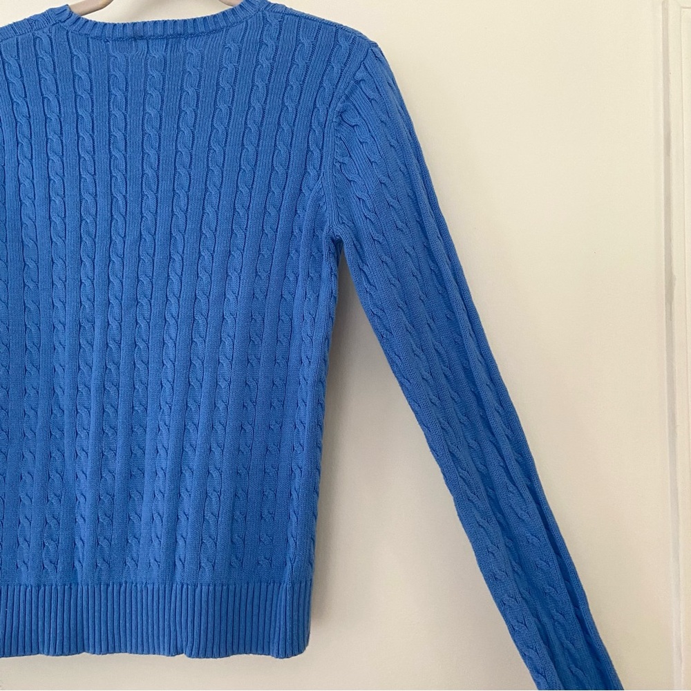 VTG Lilly Pulitzer Cable Knit Crew Neck Sweater Size Medium Blue Preppy Tennis - Picture 10 of 13